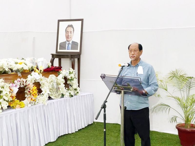 Nagaland Chief Minister Neiphiu Rio speaking at the prayer service held in remembrance of MLA and Advisor Toshi Wungtung at Nagaland House, 29 Dr APJ Abdul Kalam Road, New Delhi on July 1.